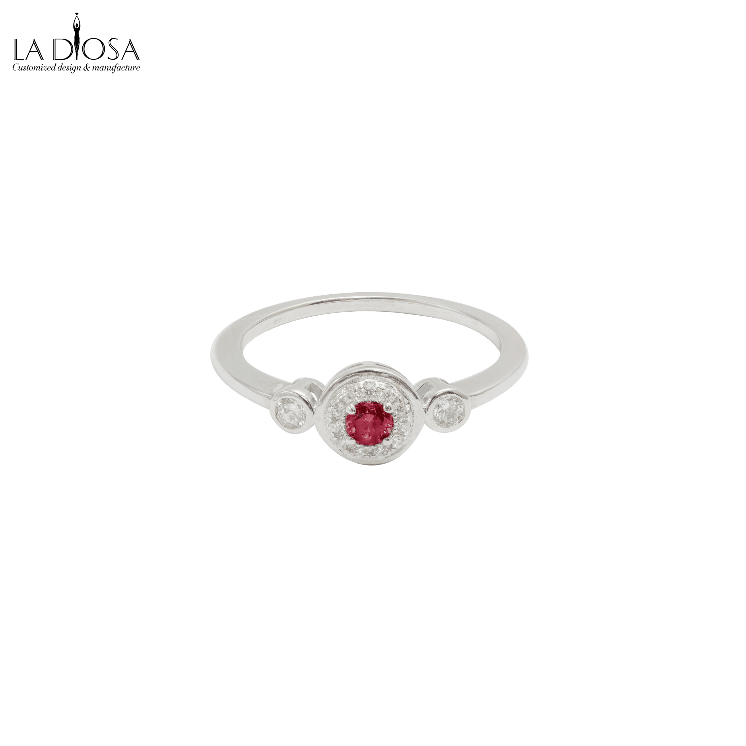 Ruby Three Round Zircon Ring - ladiosa