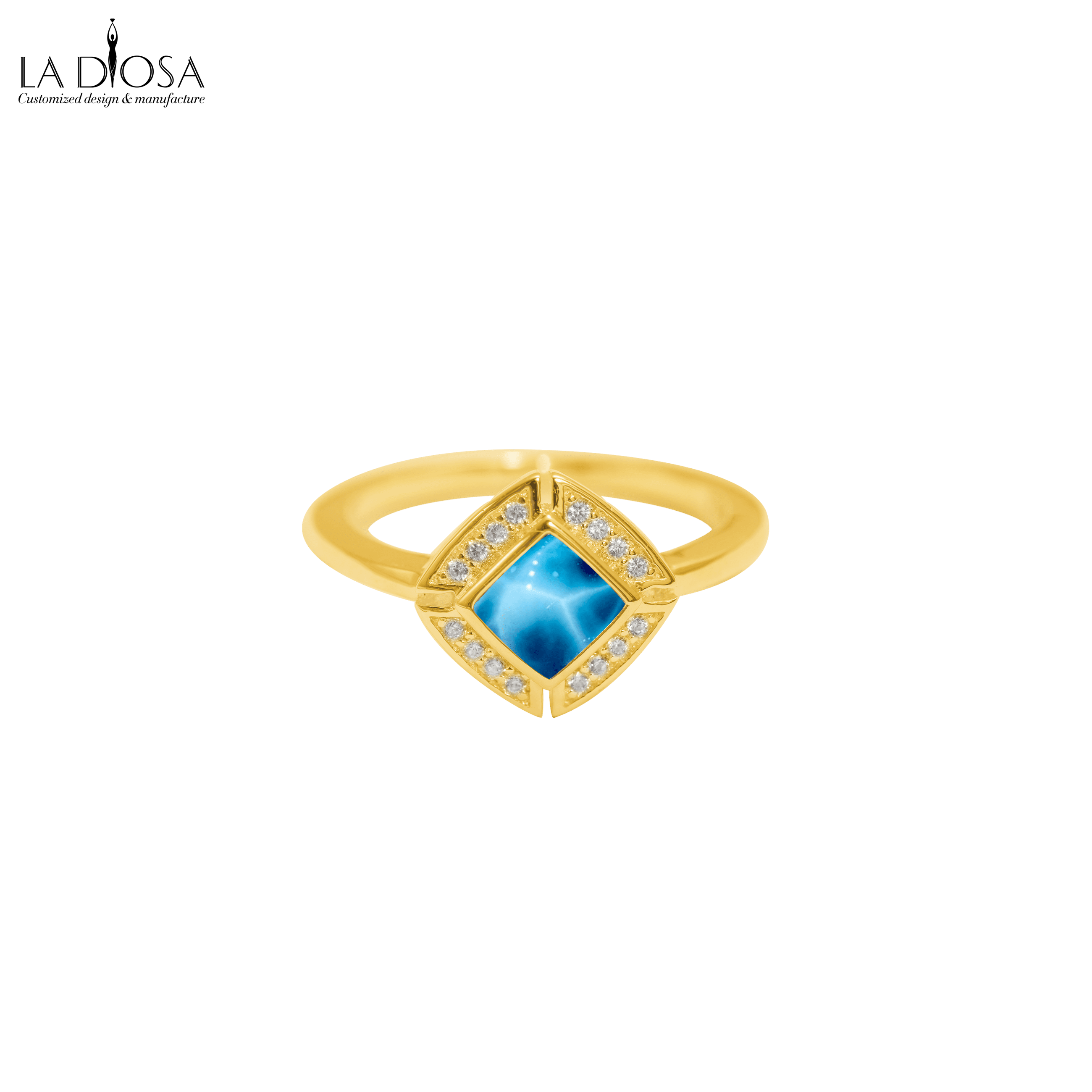 S925 With 18K Gold Plated Square Larimar Ring Ladiosa clover-mother-of-pearl-18k-gold-plated-bracelet-adjustable
