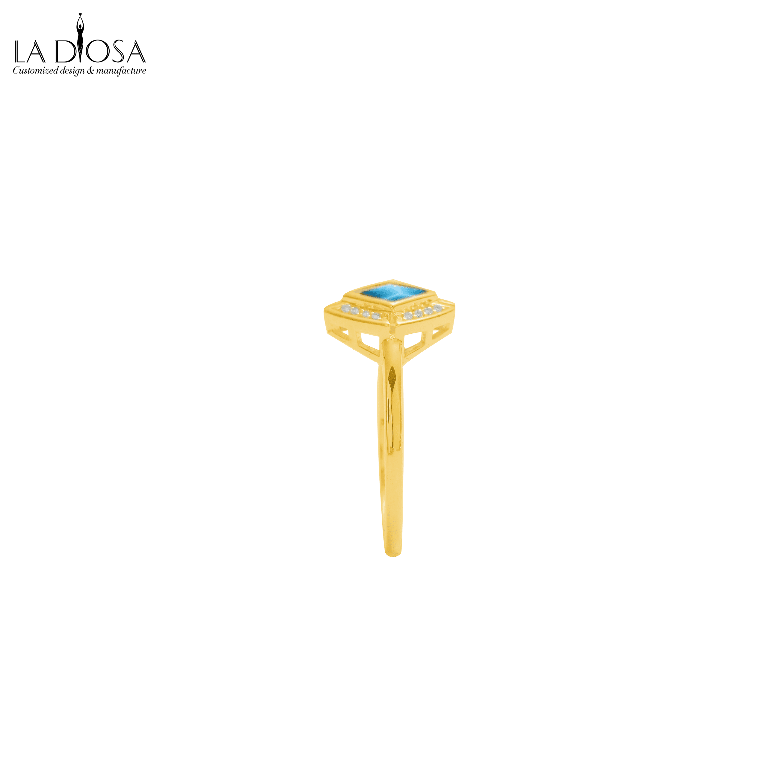 S925 With 18K Gold Plated Square Larimar Ring Ladiosa s925-with-18k-gold-plated-square-larimar-ring-ladiosa