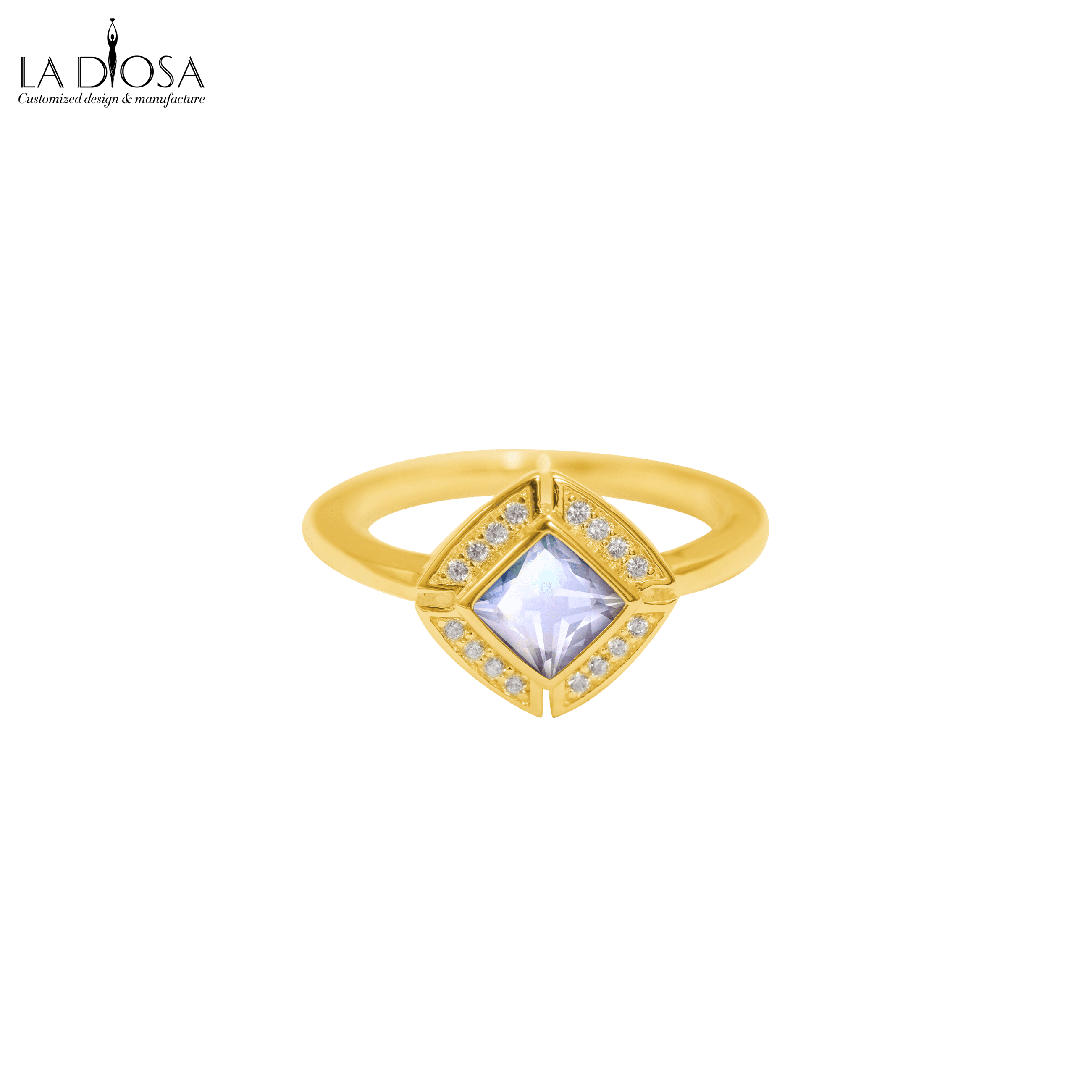 S925 With 18K Gold Plated Square Moonstone Ring Ladiosa s925-with-18k-gold-plated-square-moonstone-ring-ladiosa
