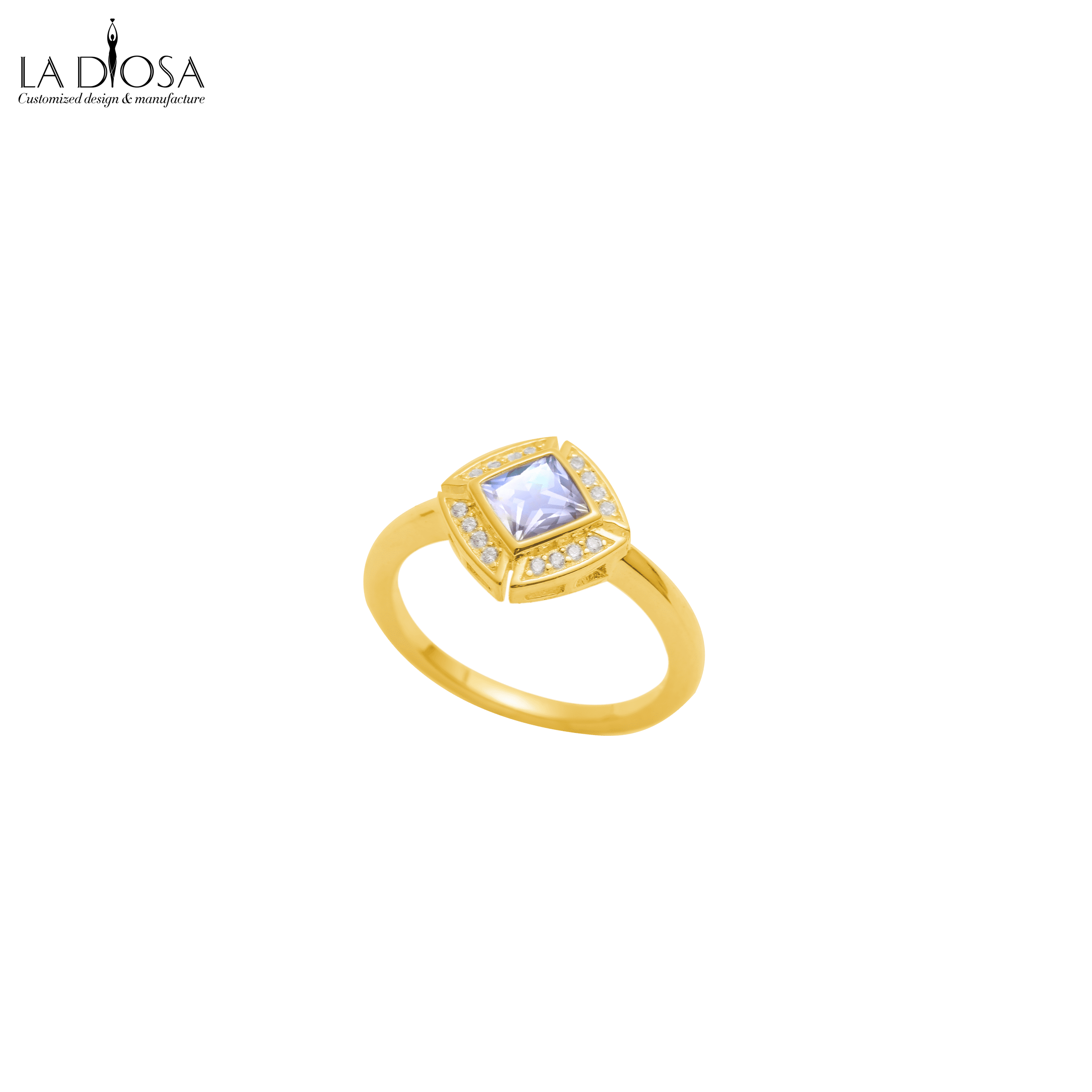 18K Gold Square Moonstone Ring - ladiosa